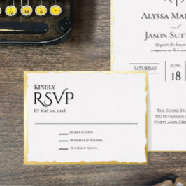 Gouden folie antwoordkaart met Deckle-rand Uitnodiging Briefkaart