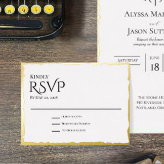 Gouden folie antwoordkaart met Deckle-rand Uitnodiging Briefkaart