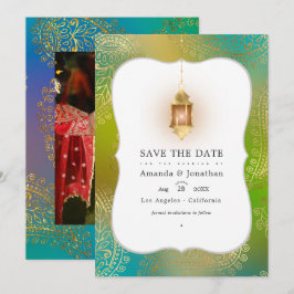 Gouden Folie Arabische Bollywood Huwelijksfoto Bew Save The Date