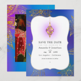 Gouden Folie Arabische Bollywood Huwelijksfoto Save The Date