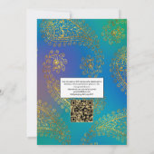 Gouden Folie Arabische Bollywood QR Code RSVP Brui Kaart (Achterkant)