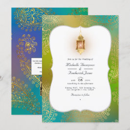 Gouden Folie Arabische Bollywood QR Code RSVP Brui Kaart