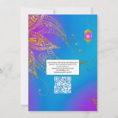 Gouden Folie Arabische Bollywood QR Code RSVP Huwe Kaart (Achterkant)