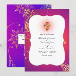Gouden Folie Arabische Bollywood QR Code RSVP Trou Kaart