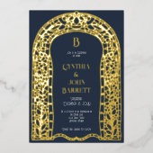 Gouden folie Art Deco Geïnspireerde bruiloft uitno Folie Uitnodiging (Voorkant)