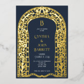 Gouden folie Art Deco Geïnspireerde bruiloft uitno Uitnodiging (Voorkant)