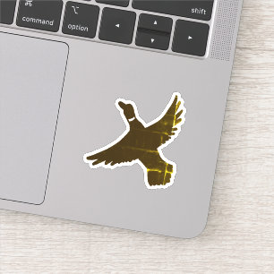 Gouden folie Artistieke Vliegende Eend Sticker