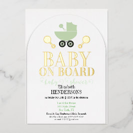 Gouden folie Baby aan boord Douche uitnodigen Folie Uitnodiging