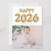 Gouden Folie Ballonnen 2025 Gelukkig Nieuwjaar Fot Feestdagenkaart (Voorkant)