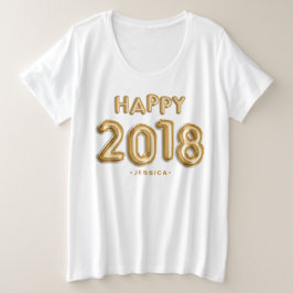 Gouden Folie Ballonnen Happy 2018 Gepersonaliseerd Grote Maat T-shirt