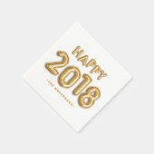 Gouden Folie Ballonnen Happy 2018 Gepersonaliseerd Servetten (Hoek)