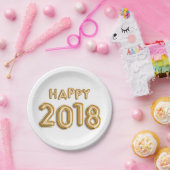Gouden Folie Ballonnen Happy 2018 | Oudejaarsfeest Papieren Bordje (Feest)