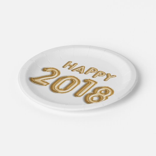 Gouden Folie Ballonnen Happy 2018 | Oudejaarsfeest Papieren Bordje (Gekanteld)