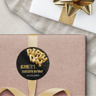 Gouden Folie Ballonnen Verjaardag Ronde Sticker