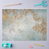  gouden folie barok ornament blauw grunge tissuepapier (Craft)