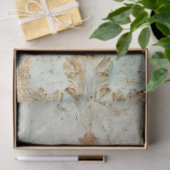  gouden folie barok ornament blauw grunge tissuepapier (Geschenk)