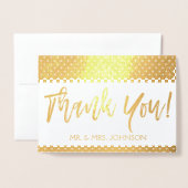 Gouden folie bedankkaart van de bruid en bruidegom folie kaarten (Voorkant met envelop)