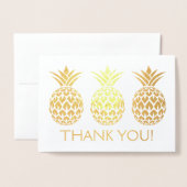Gouden Folie Bedankt Kaart met Ananas Patroon (Voorkant met envelop)