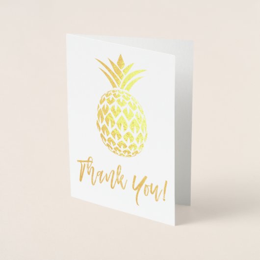Gouden Folie Bedankt Kaart met Ananas Patroon (Voorkant)