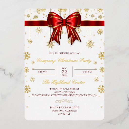 Gouden folie Bedrijf Kerstmis Party Uitnodiging We (Voorkant)