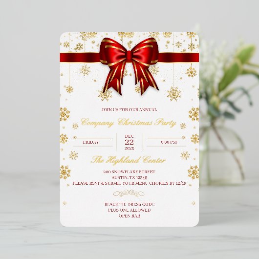 Gouden folie Bedrijf Kerstmis Party Uitnodiging We (Staand Voorkant)