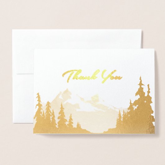 Gouden Folie Berg Bruiloft All-Purpose Dank u Kaarten (Voorkant met envelop)