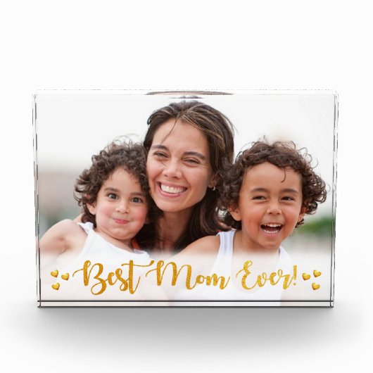 Gouden Folie Beste Moeder Ooit Lichte Grens Fotoblokken (Voorkant)