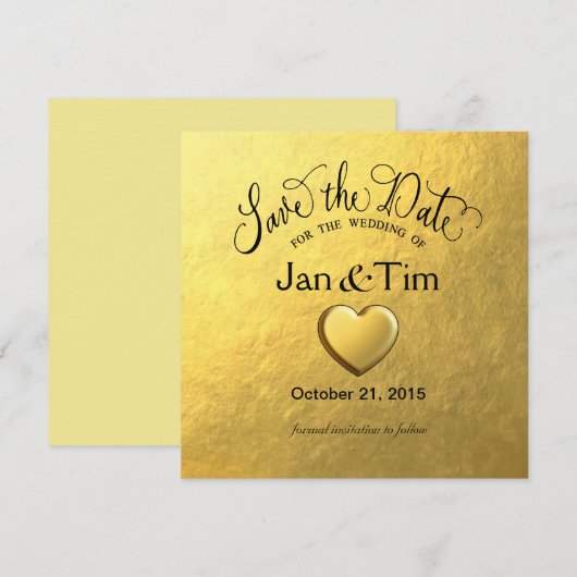 Gouden folie Bewaar de datum Save The Date (Voorkant / Achterkant)