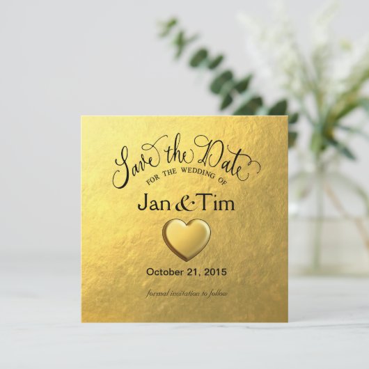 Gouden folie Bewaar de datum Save The Date (Staand voorkant)