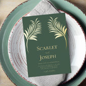 Gouden Folie Blad Decor Sage Groene Bruiloft QR Co Folie Uitnodiging