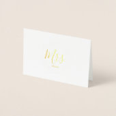 Gouden Folie Blad Lijst Mrs Wedding Dank u Kaarten (Voorkant)