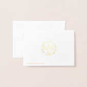 Gouden Folie Blad Lijst Mrs Wedding Dank u Kaarten (Met envelop)