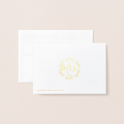 Gouden Folie Blad Lijst Mrs Wedding Dank u Kaarten (Met envelop)