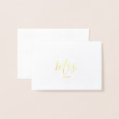 Gouden Folie Blad Lijst Mrs Wedding Dank u Kaarten (Voorkant met envelop)