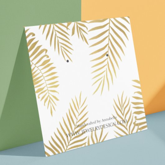 Gouden folie blad oorbel sieraden display op maat vierkante visitekaartje