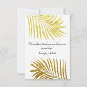 Gouden folie blad tropische bruiloft elegante dank bedankkaart (Achterkant)
