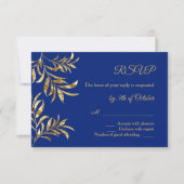 Gouden folie Blauw Huwelijk RSVP (Voorkant)