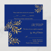 Gouden folie Blauw Huwelijk RSVP (Voorkant / Achterkant)