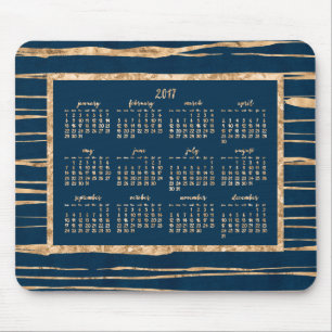 Gouden Folie Blauwe Jaarlijkse Kalender 2017 Muism Muismat