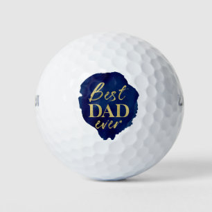 Gouden Folie Blauwe Waterverf Vaderdag Golfballen