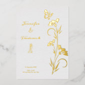 Gouden Folie Bloemen bruiloft Folie Uitnodiging (Voorkant)