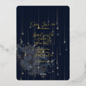 Gouden Folie Bloemen en Lichten Marine Elegante Hu Folie Uitnodiging (Achterkant)