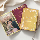 Gouden Folie Bloemen Foto Roze Bruiloft Uitnodigin Folie Kaarten