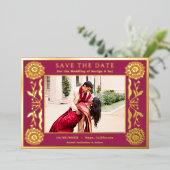 Gouden folie Bloemen goudsbloem indiaan Save the d Folie Uitnodiging (Staand Voorkant)