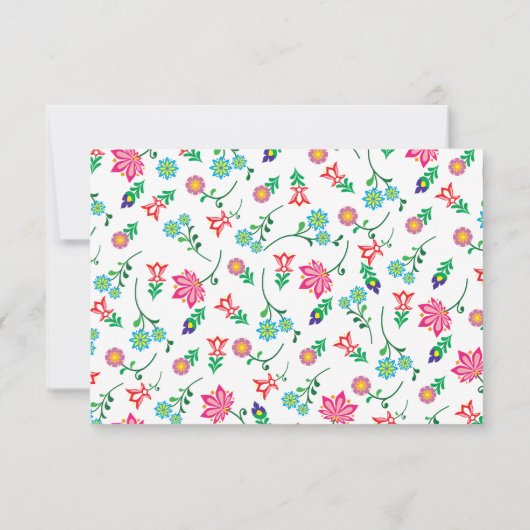 Gouden Folie Bloemen Mexicaanse Bruiloft Fiesta RS RSVP Kaartje (Achterkant)