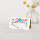 Gouden Folie Bloemen Mexicaanse Fiesta tafelkaarte Plaatskaartje (Voorkant)