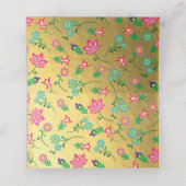 Gouden Folie Bloemen Mexicaanse Fiesta tafelkaarte Plaatskaartje (Binnenkant ongevouwen)