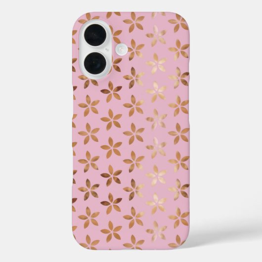 Gouden Folie Bloemen op Roze Case-Mate iPhone Case (Achterkant)