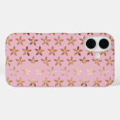 Gouden Folie Bloemen op Roze Case-Mate iPhone Case (Achterkant (horizontaal))