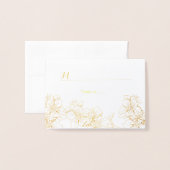 Gouden folie bloemen plaatskaart | escortkaart folie kaarten (Voorkant met envelop)